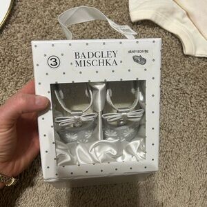 Badgley Mischka Silver Baby Bow Tie Shoes